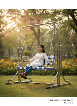 IMMI Stainless Steel Garden Jhula Swing | Heavy Duty Outdoor Swing Chair | Park / Garden / Home Balcony Swing | Made in India