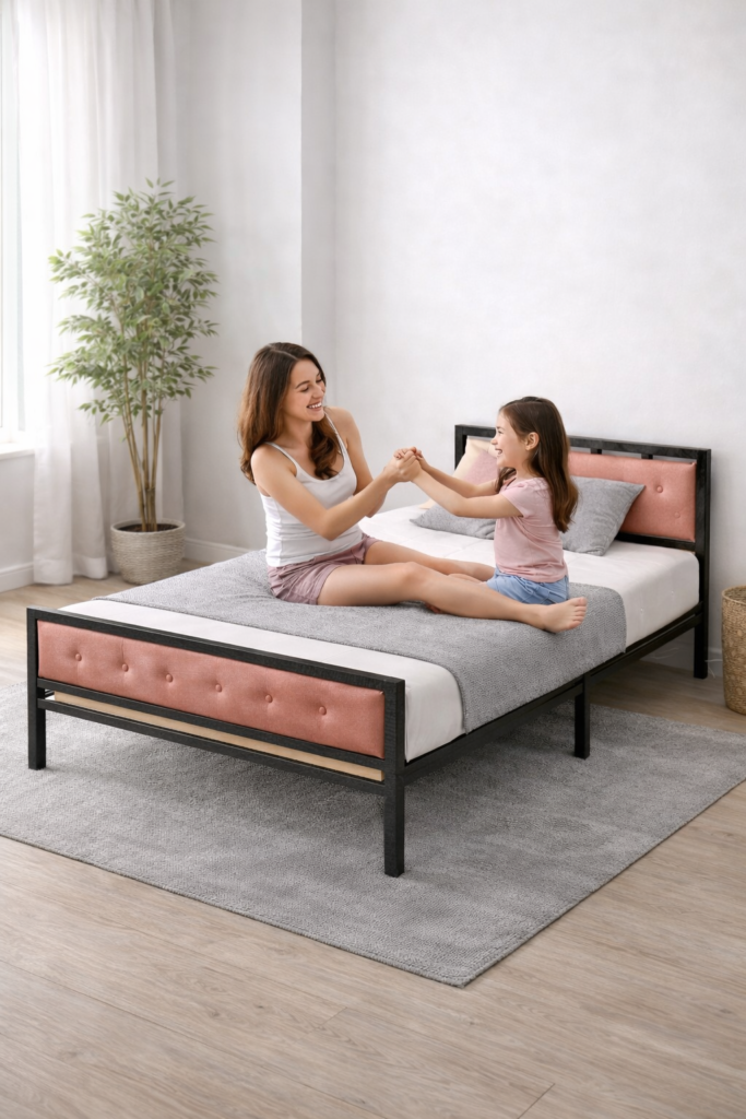 IMMI Metal Folding Bed 3x6 Ft | Heavy Duty Single Bed | Black Powder Coated | Without Mattress